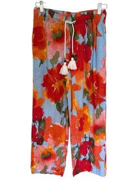 Joie Multicolor Floral Linen-Blend Beach Pants Small